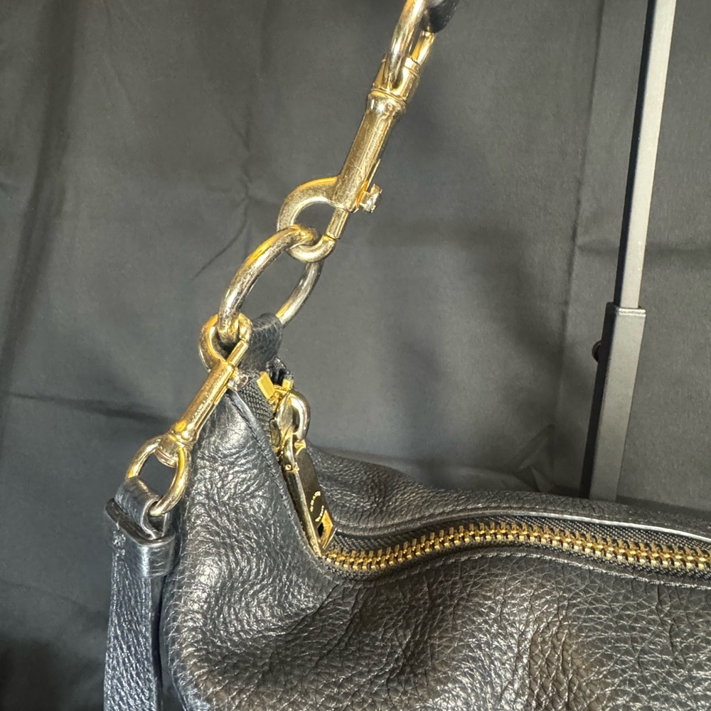 Coach Black Leather Shoulder Bag with Gold Accents - Picture 4 of 12